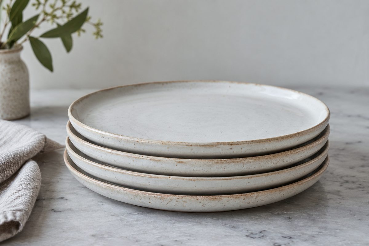 Stack of four ceramic coupe bowls viewed from the side showing rim profiles and compact nesting